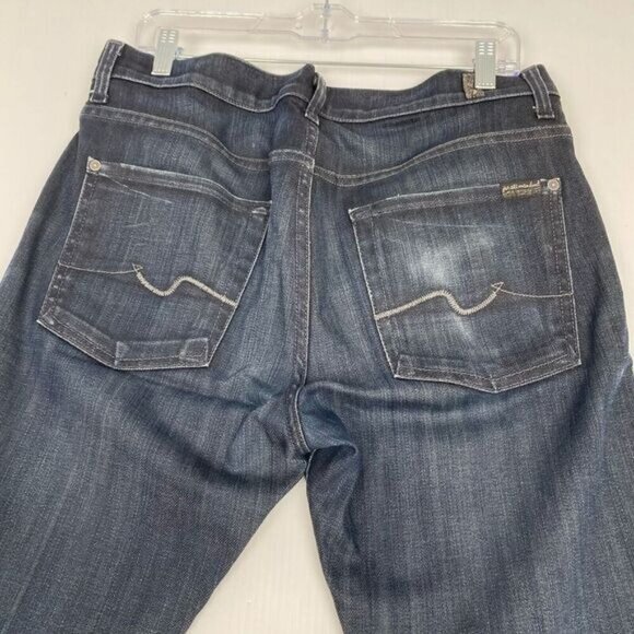 7 For All Mankind Men's Blue Jeans Size 33 Blue Rhigby Stretch.Buttons USA - Picture 11 of 12